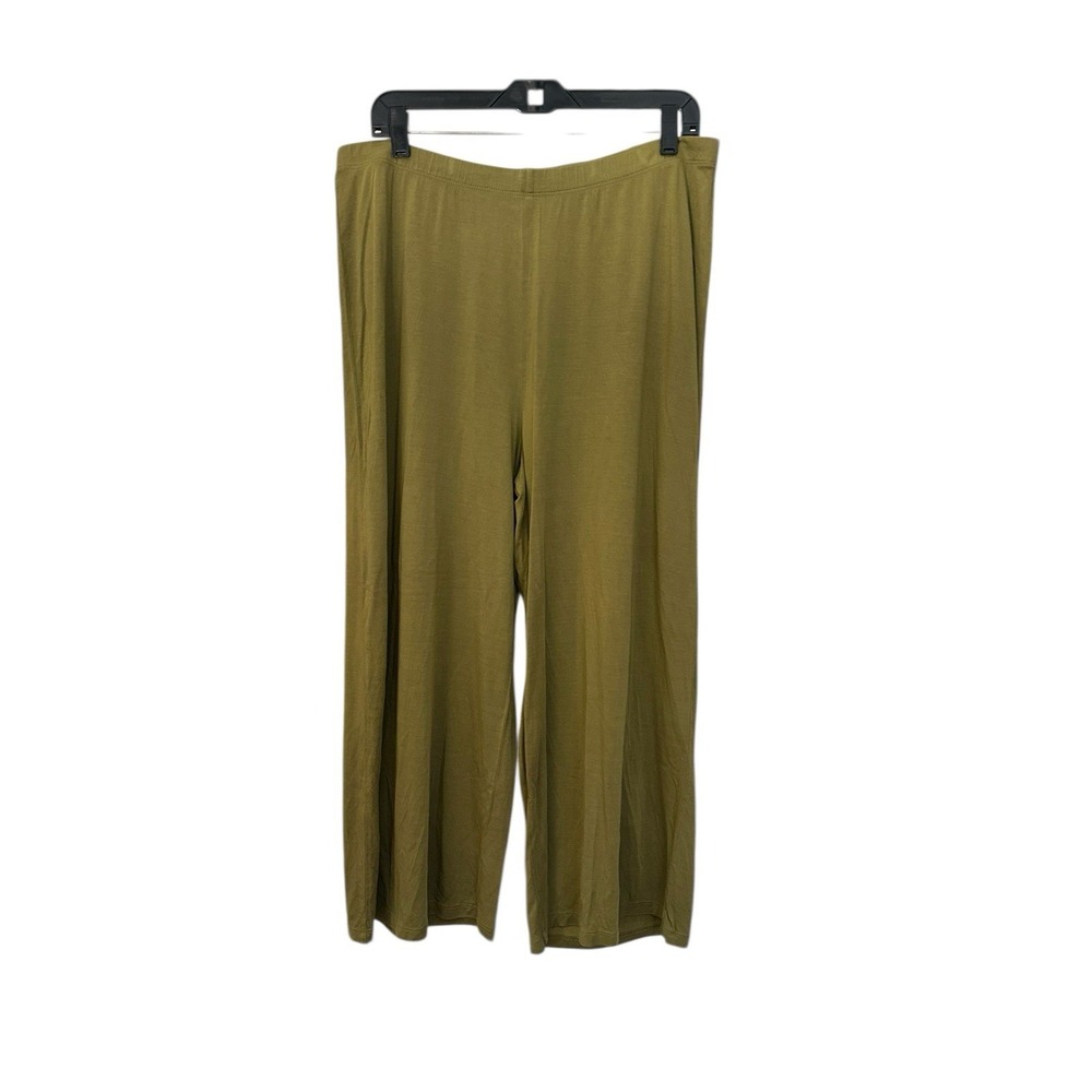 Gudrun Sjoden Green Stretchy‎ Crop Wide Leg Pants XL Modal Boho Lagenlook #W1-9